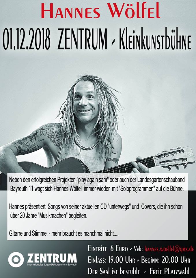 Plakat von Musiker Hannes Wölfel.